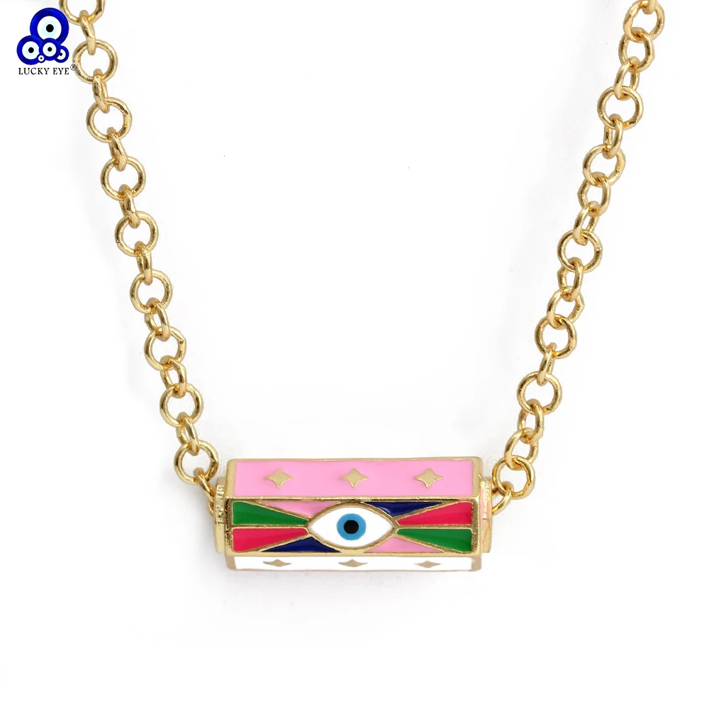 Красочное подвесное ожерелье Lucky Eye, изящное медное длинное ожерелье-цепочка для женщин и девушек, модные украшения BE404 Красочное подвесное ожерелье Lucky Eye, изящное медное длинное ожерелье-цепочка для женщин и девушек, модные украшения BE404