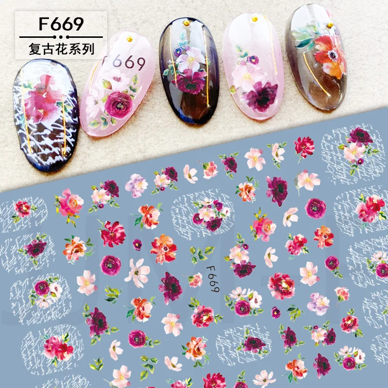 

3D Personality Colorful Flowers Nail Decoration Nail Stickers press Nails Nail Supplies Nail Decals Nail Sliders For Girls Gifts