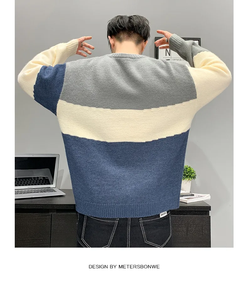 Autumn and Winter New Men's Sweaters Fashion Brand Knitwear Hong Kong Style Loose Relaxed Versatile Trendy and Handsome Clothes