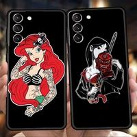 tattooed princess case for samsung galaxy s22 s20 s21 fe ultra s10 s9 m22 m32 note 20 ultra 10 plus 5g silicone phone cover bag