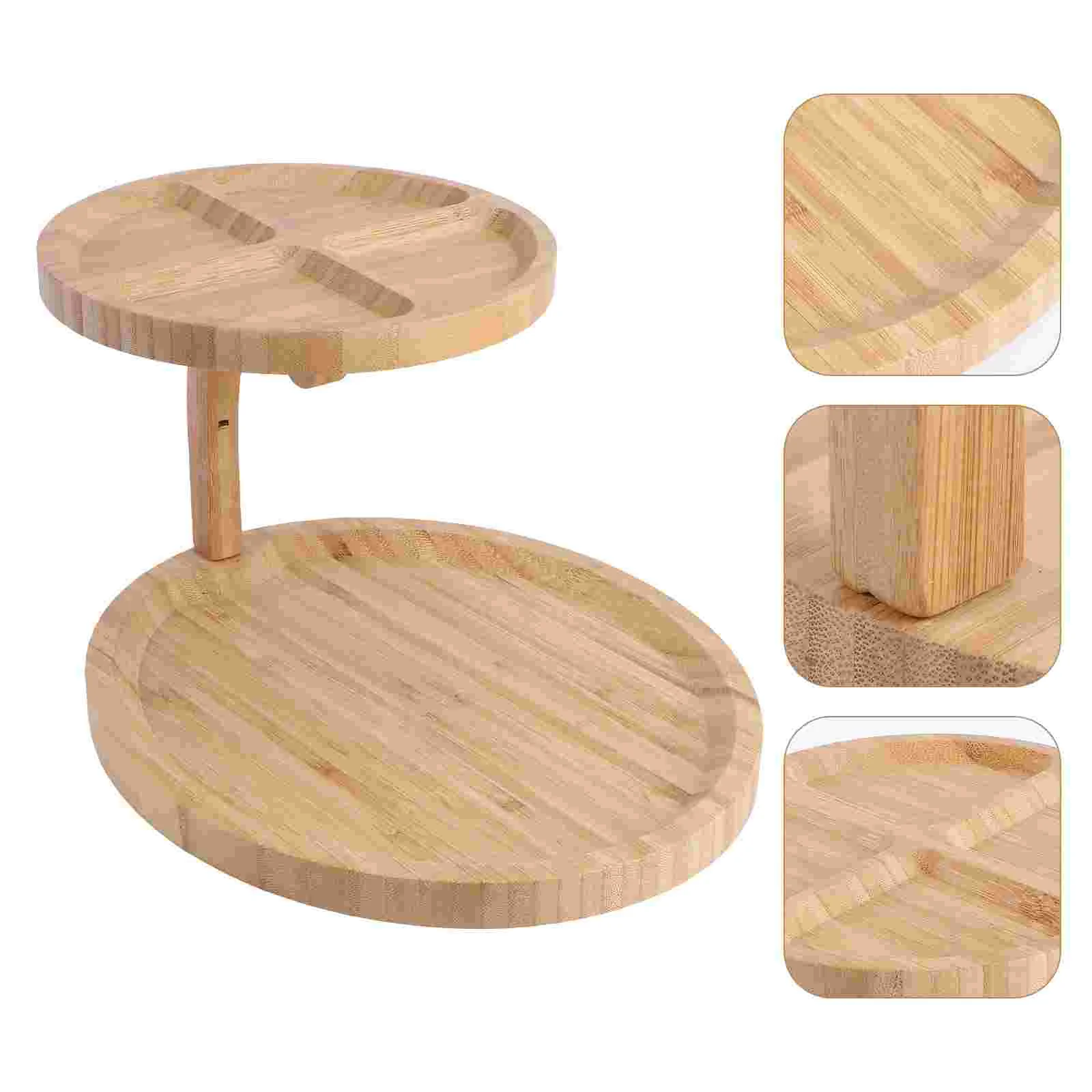 

1pc Bamboo Fruit Snack Tray Living Room Fruit Tray 2-layer Desktop Fruit Tray