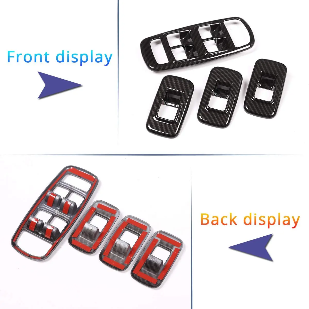 Углеродное волокно переключатель подъема окна автомобиля кнопка панель