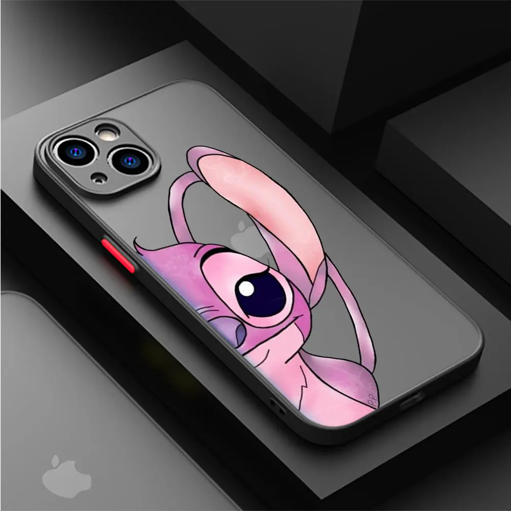 Милый чехол Angie Stitch для Apple iPhone 15 11 14 13 12 Pro 7 XR X XS Max 8 Plus 6 6S SE 2022 15Pro черный матовый