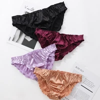 satin panties for women low waist ruffle milk silk sexy underwear comfortable bikini briefs elastic ladies underpants lingerie
