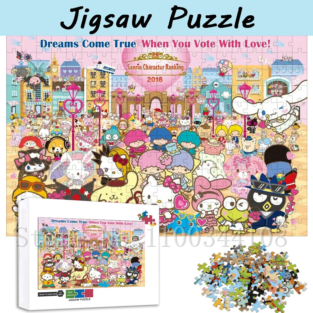 

Sanrio Characters Kawaii Puzzles Hello Kitty Little twin Stars Sugarbunnies Cartoon Jigsaw Puzzles Children Gifts Handmade Toys
