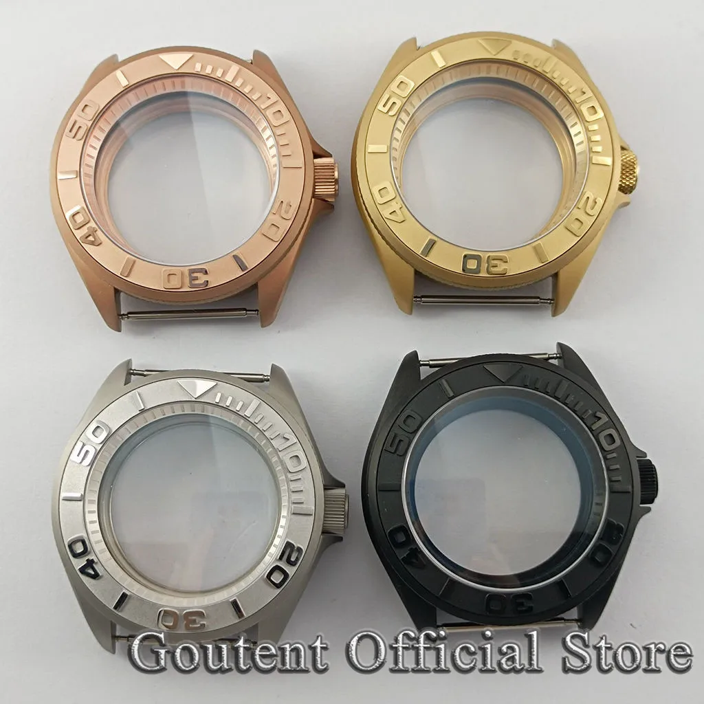 Goutent 41mm Silver Black Gold Watch Case With Bezel Sapphire Glass 200m Waterproof  Fit NH35 NH36 Movement