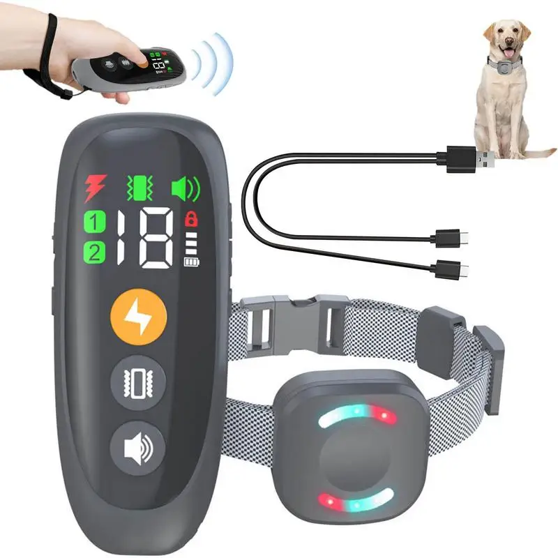 

Лай ошейник для собак дистанционное управление лай ошейник с 4 режимами обучения для домашних животных против лая принадлежности для обучения малым и средним