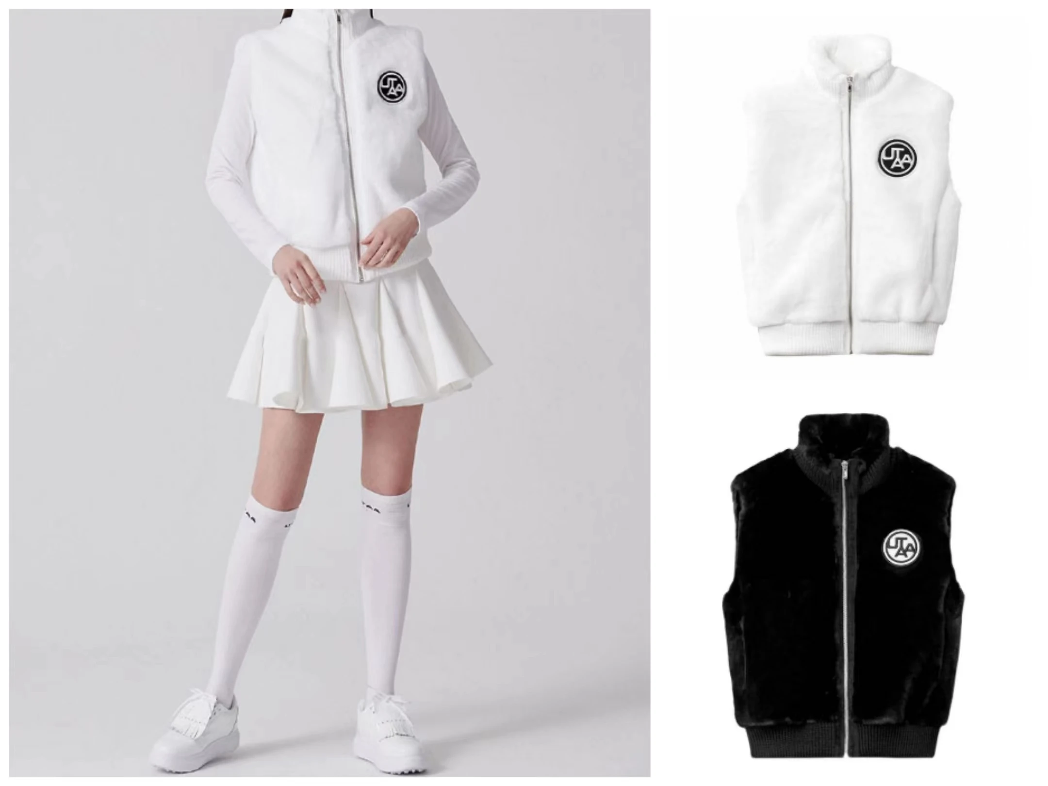 

New Warm UTAA Golf Clothing Women's Vest Winter Fur Collar Thickened Zipper Plush Sleeveless Golf Sport Vest