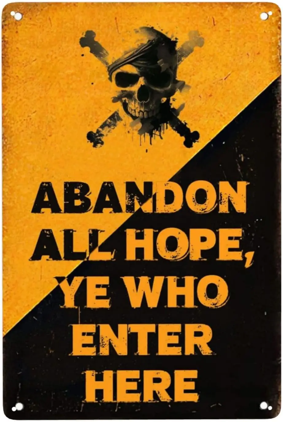 ZHQUN bndon ll Hope Ye Who Enter Here Tn Sgns Rustc Post poclyptc Череп Themes Vntge Metl Sgn Retro Over Decor Br Unque Prtepunk