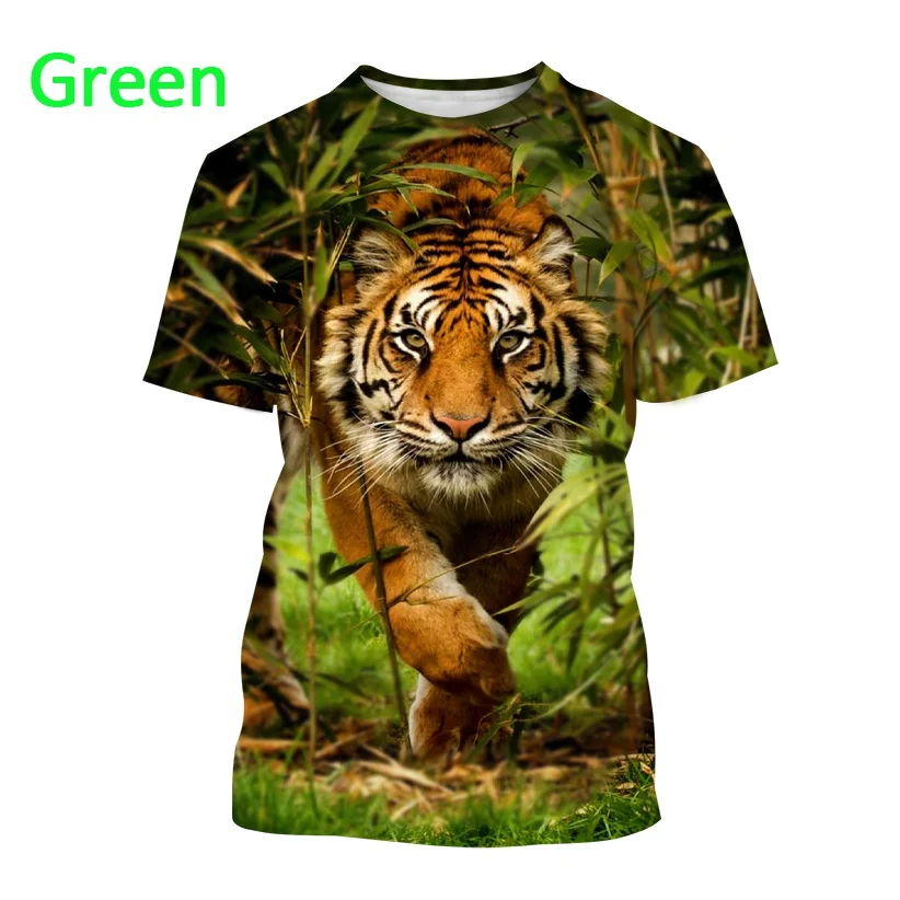 

2022 Summer New Tiger Pattern 3D Printing Neutral Animal Tiger Casual Fashion Hip-hop Fun Round Neck Short-sleeved Tops