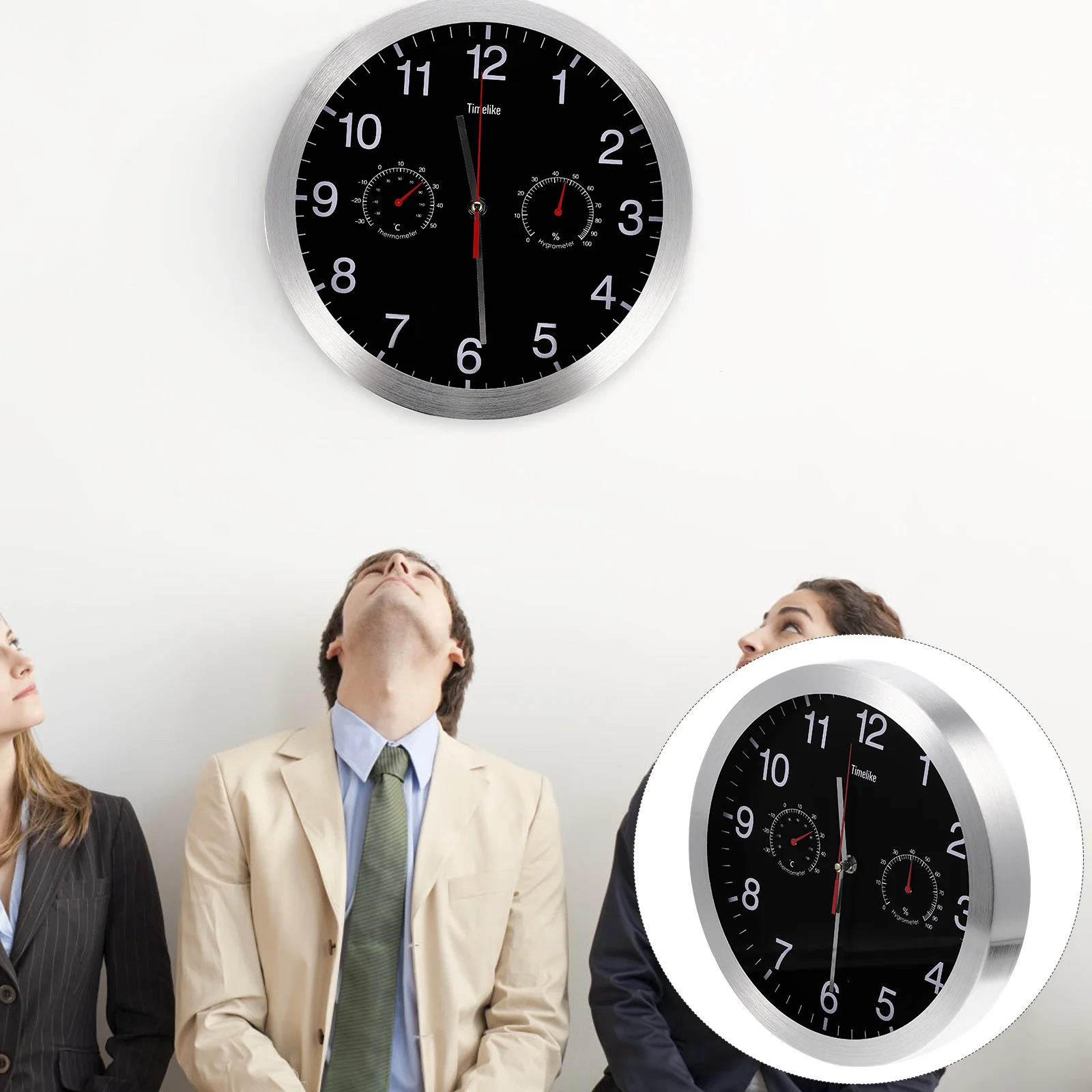 

Clock Wall Clocks Meter Humidity Silent Hanging Temperature Metal Artistic Ticking Non Modern Room Living Operatedhomedesktop