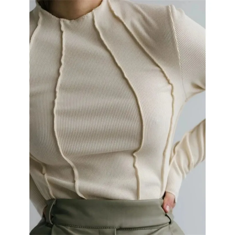 Женский Термотоп С Рюшами И Длинными Рукавами Повседневная Базовая Футболка В