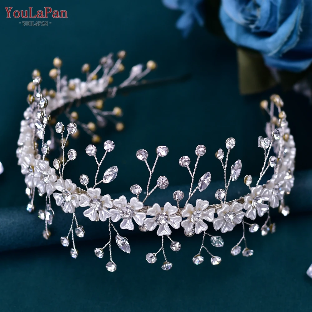 

YouLaPan Wedding Tiara Bridal Headband Handmade Rhinestone Head Hoop Bride Hair Accessories for Party Woman Hair Ornament HP543