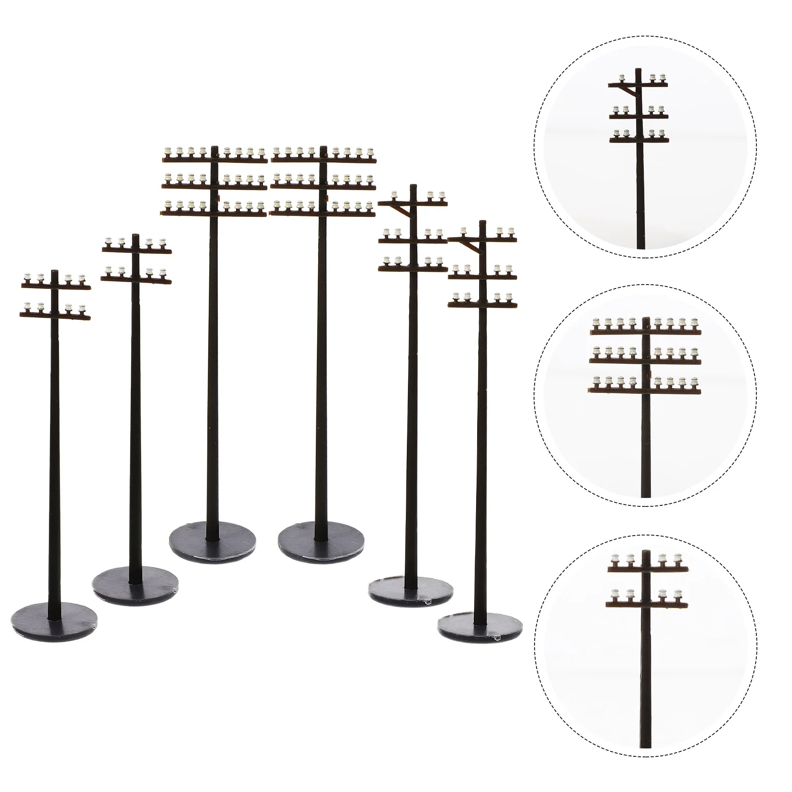 Калибр микропейзаж телефонный столб черный поезд макет телеграфные модели