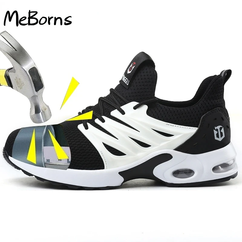 

Air Cushion Work Safety Shoes Men Indestructible Shoes Steel Toe Work Sneakers Fashion Puncture-Proof Couples Work Shoes