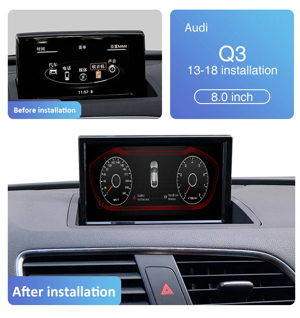 Автомобильное радио Android 13 для Audi Q3 2013-2018 оригинальный стиль откидной экран видео