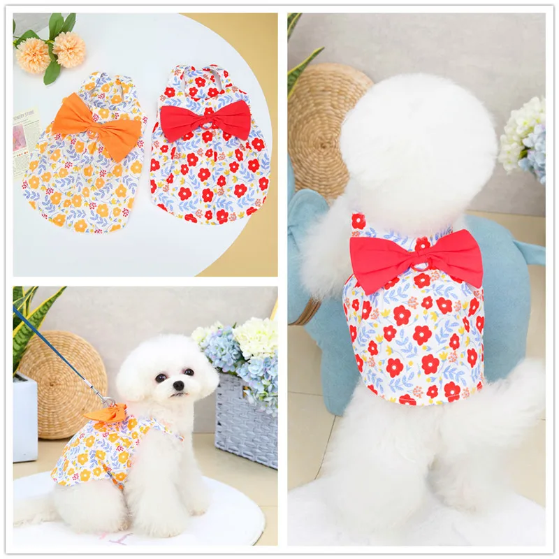 

Princess Dog Clothes Summer Big Bow Dog Suspenders Dress Small Dogs Bichon Puppy Cat Sleeveless Vest Shirt Skirt Dresses Chiwawa