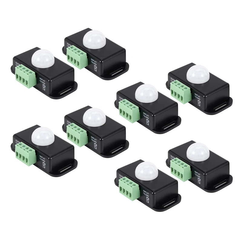 

8 X DC 12V/24V 8A корпус инфракрасный PIR датчик движения переключатель светодиодный автоматическая лента, черный