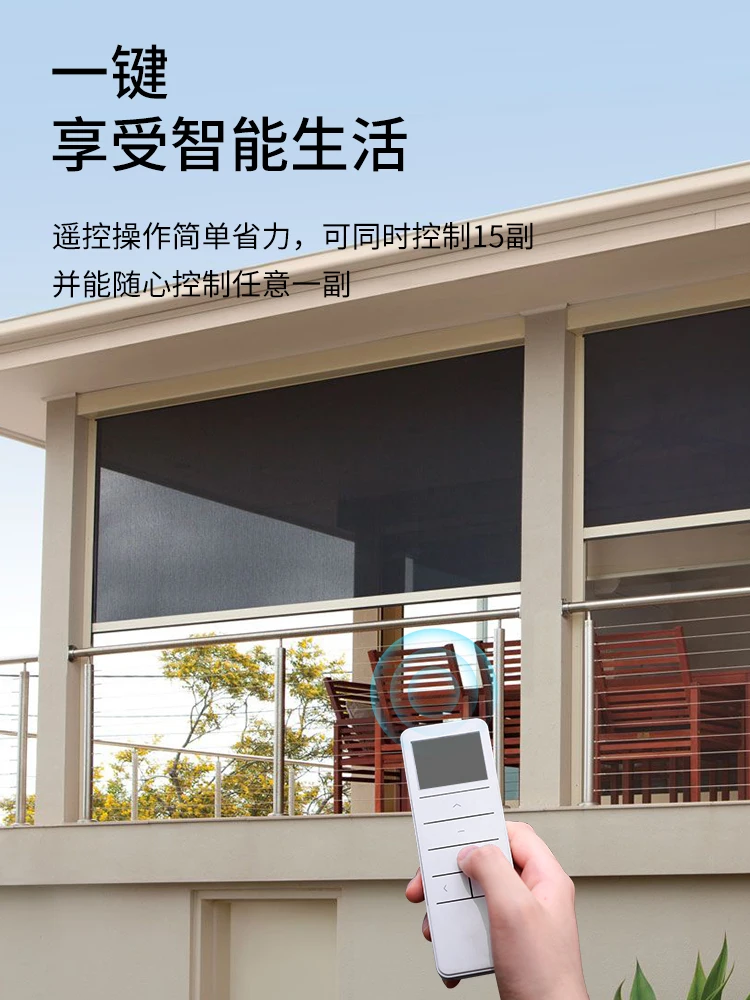 

Ветрозащитные водонепроницаемые Автоматические выдвижные ПВХ теневые экраны для сада, патио, трубчатые моторные роликовые уличные жалюзи с застежкой-молнией