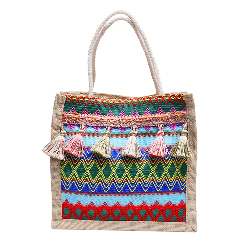 Женская винтажная Этническая сумка через плечо женская льняная Сумка-тоут с