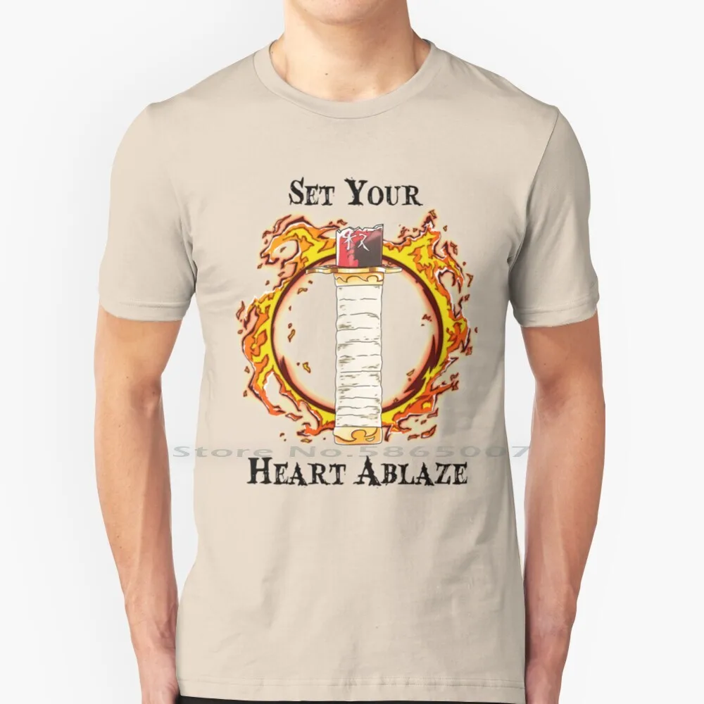 

Футболка с надписью Ablaze и надписью «Set Your Heart»-черная хлопковая Футболка с демоном большого размера 6xl, модная футболка в подарок