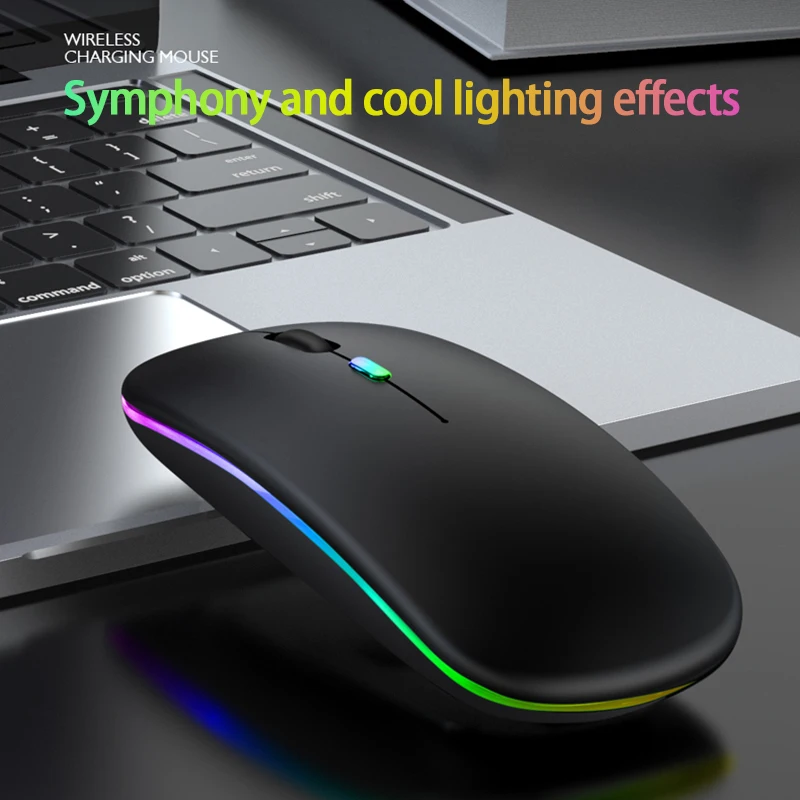 

LED Wireless Mouse Bluetooth 1600DPI Slim Rechargeable Silent Mice Mini RGB Ergonomic Gaming Mouse For Computer Laptop PC 2.4GHz