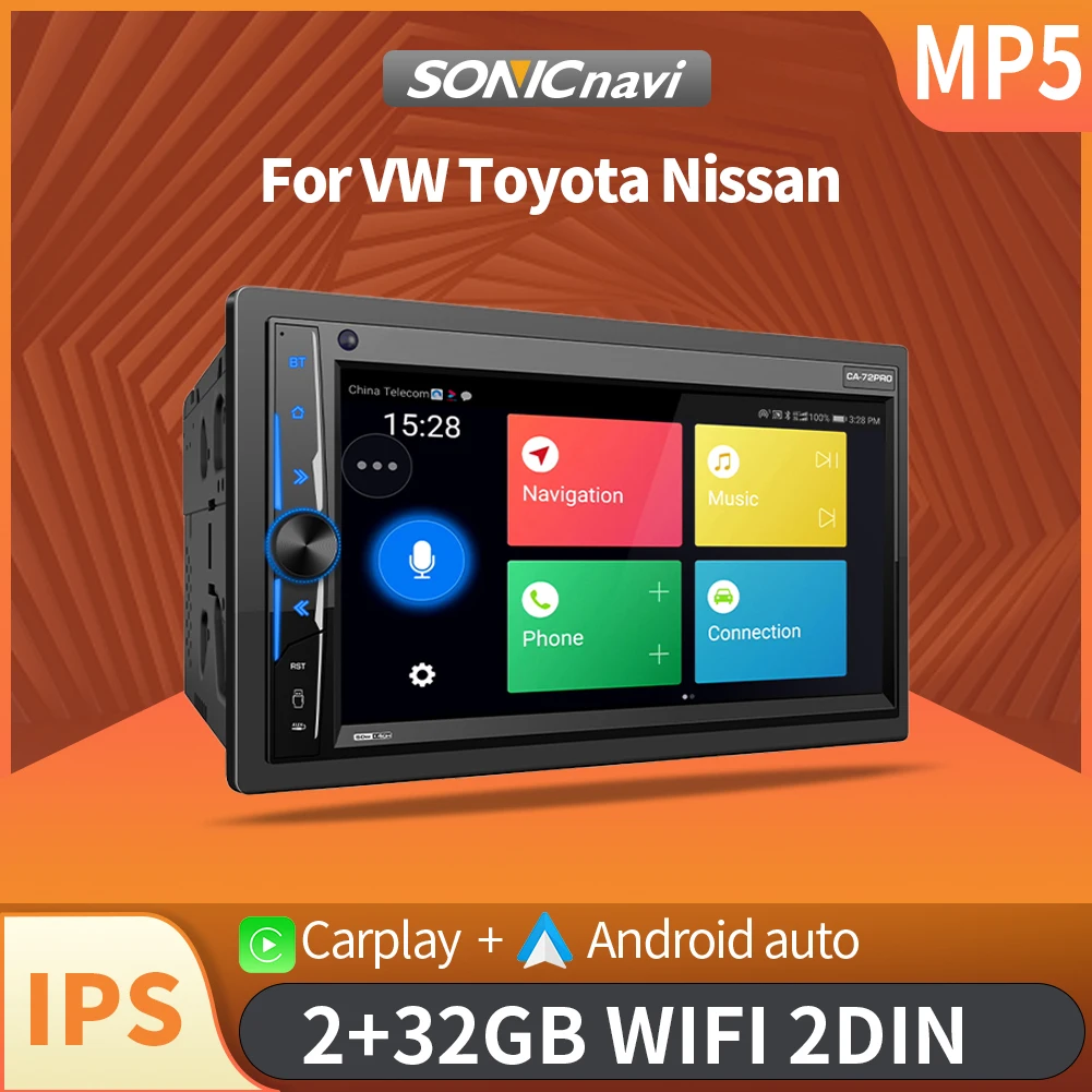 

Автомобильный стерео-проигрыватель SONICnavi Android 2din IPS экран Авторадио плеер 2 Din GPS навигация Wifi Bluetooth для VW Toyota Nissan Hyundai