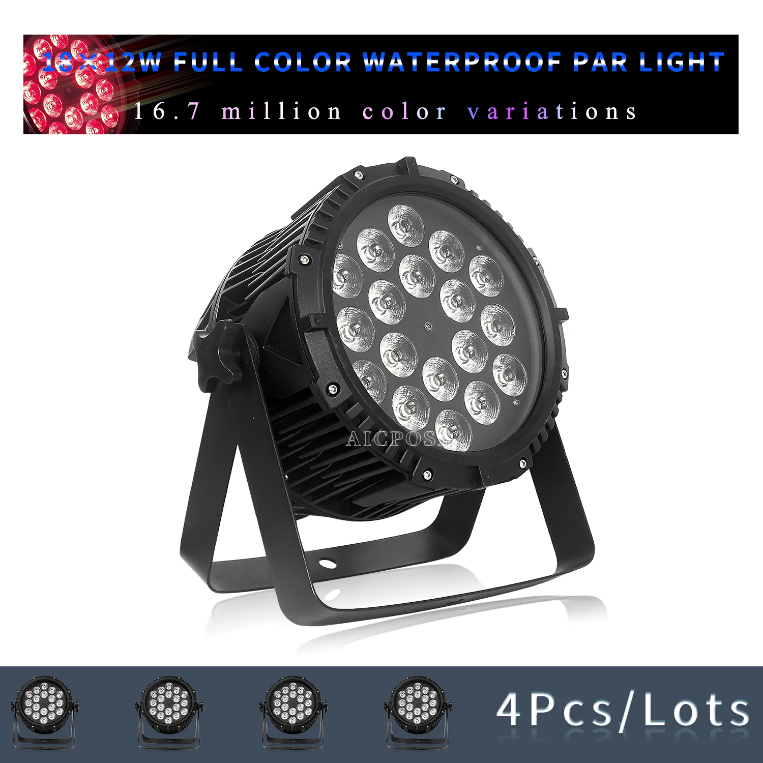 

4Pcs/Lots 18x12W RGBWA UV 6 in 1 waterproof stage par light outdoor performance light effect light cast aluminum par light