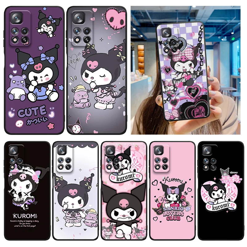 

Sanrio Cartoon Kulomi Cute Phone Case For Xiaomi Redmi Note 12 11E 11S 11 11T 10 10S 9 9T 9S 8 8T Pro Plus 5G Soft Black Cover