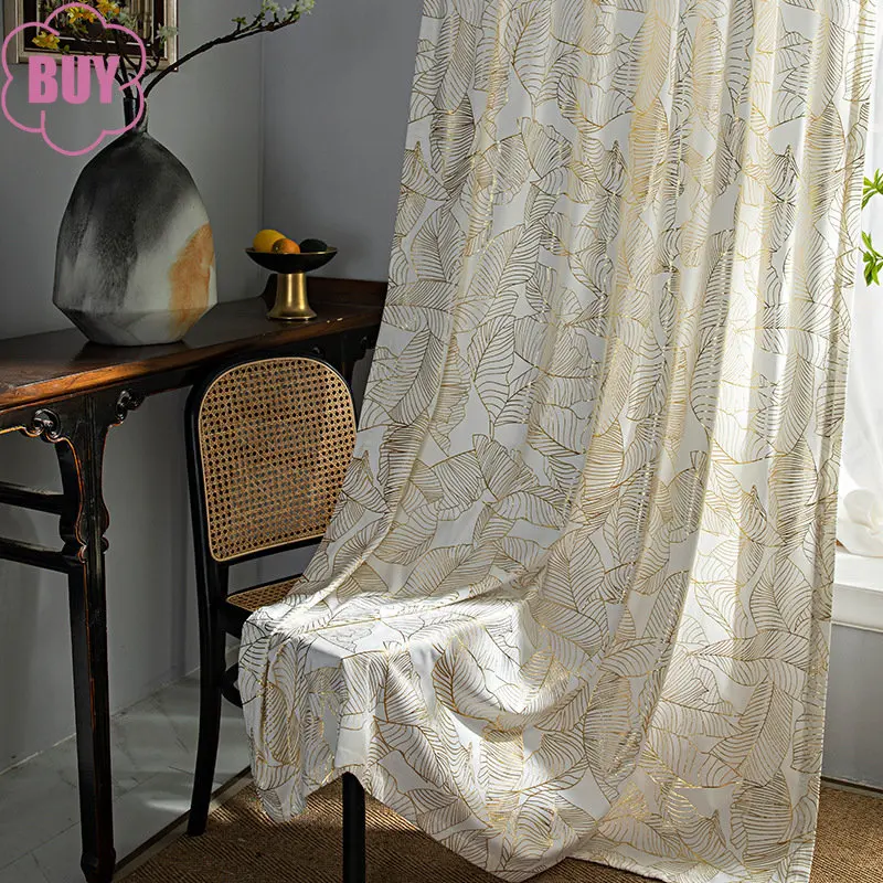 

Modern Curtains for Living Dining Room Bedroom Holland Gilding Small Curtain Semi Blackout Bay Window Curtains French Window