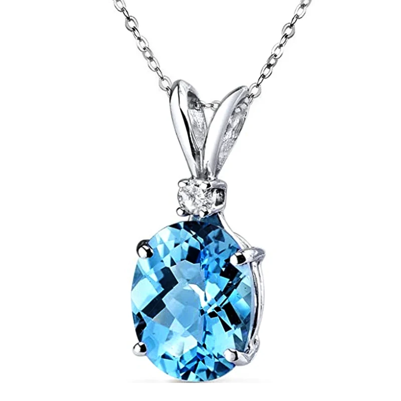 

Huitan Bright Sky Blue Cubic Zirconia Bridal Wedding Necklace Simple Stylish Accessories Anniversary Party Women Neck Jewelry