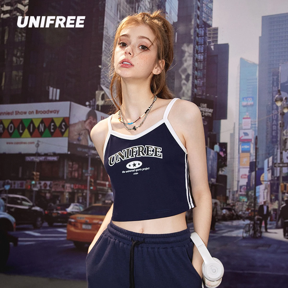

UNIFREE Streetwear Letter Top Women Sleeveless Crop Top Wear-resistant Bra Vest Summer y2k Tank Top