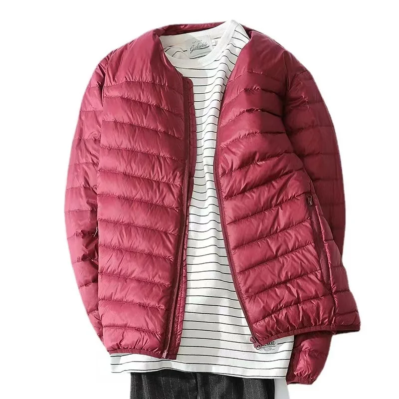 Warm Jacket Men Windbreaker 2023 New Autumn Winter V-Neck Parkas Men's Fashion Casual Lightweight Down Padded Jacket Coat Male