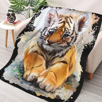 newest tiger 3d printing plush fleece blanket adult fashion quilts home office washable duvet casual kids girls sherpa blanket