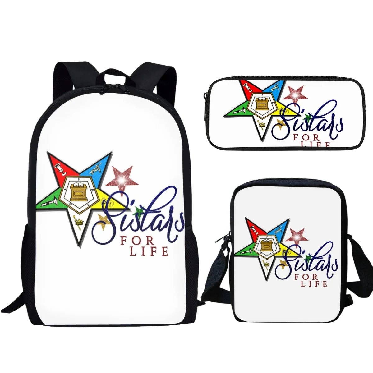 OES Sistars Order Of Eastern Kids School Bags Girls Fashion Student Backpack Back to School 3PCS/Set Boys Book Shoulder Bags