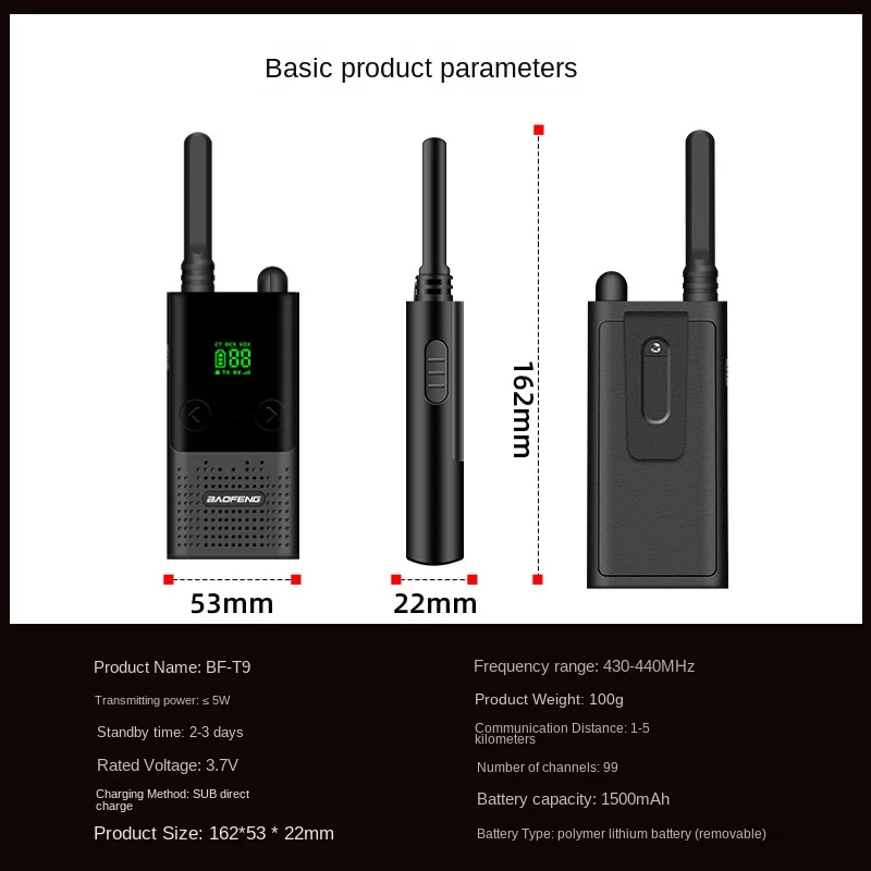 Baofeng Bf-t9 High-power Walkie Talkie Holds The Mini FM of Baofeng Small Talkie for 50km Outdoors