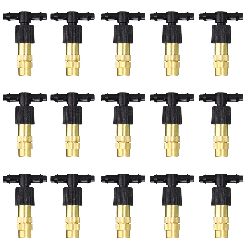 

100-200PCS Adjustable Copper Misting Nozzle Plastic Tee Connector Brass Watering Irrigation Sprinkler Cooling Nozzle