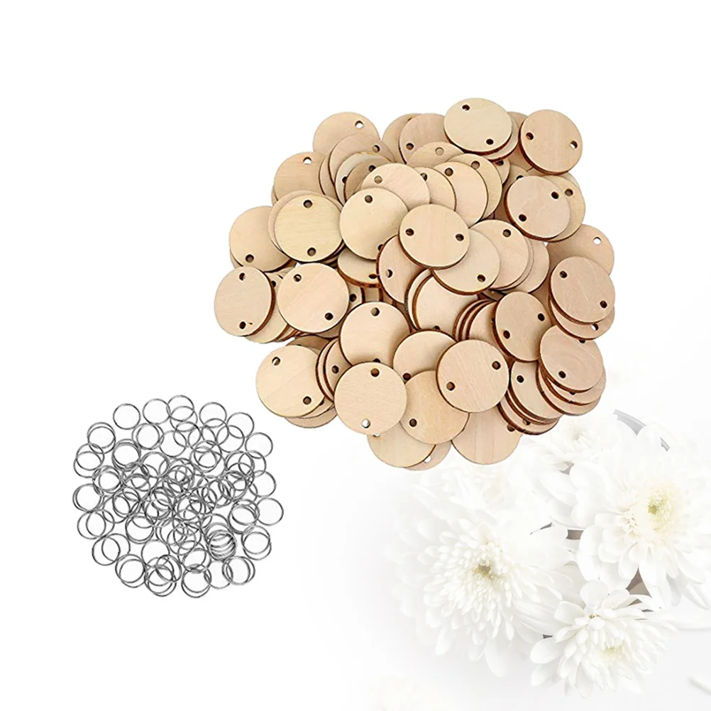 

100pcs Hanging Wooden Plaque Board Personalized Wooden Calendar Calendar Wood Chips Round Calendar Wooden Disc