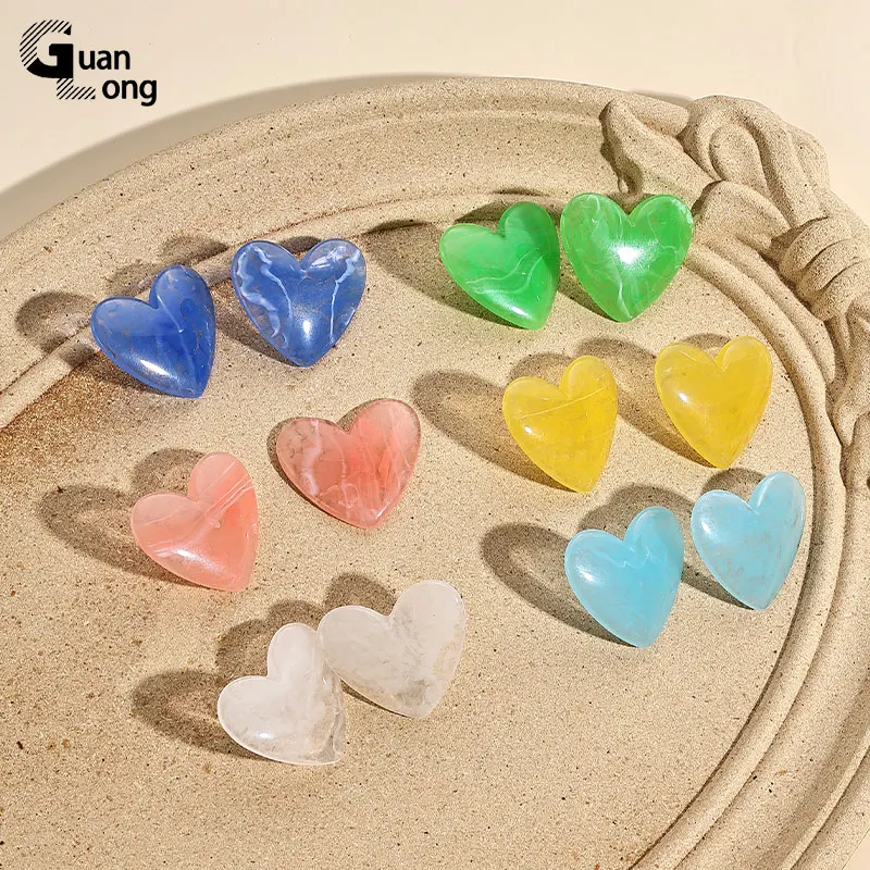 6 пар модных больших красочных сережек-гвоздиков GuanLong для женщин Простые серьги в