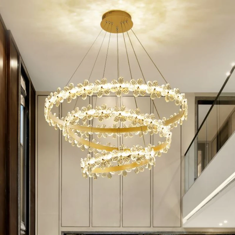 

Nordic Luxury Chandeliers Crystal Ring Pendant Lamp Living Dining Room Furniture Indoor Home Decor LED Hanging Lighting Fixtures