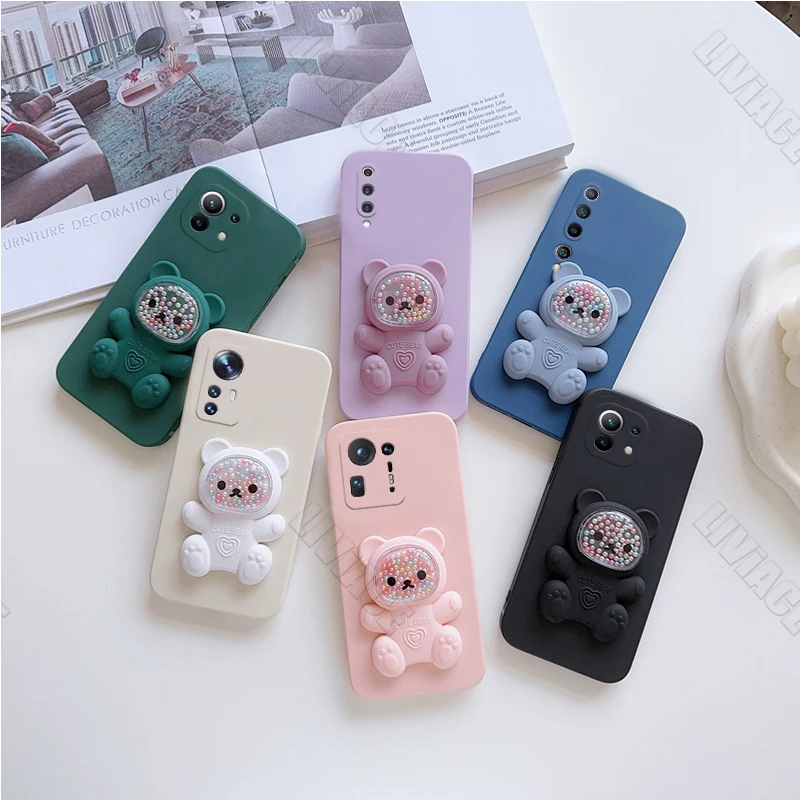 Mi11 Mi12 Mi13 Mi14 Силиконовый чехол-держатель для телефона с милым медведем Xiaomi Mi 12 12T 8 9