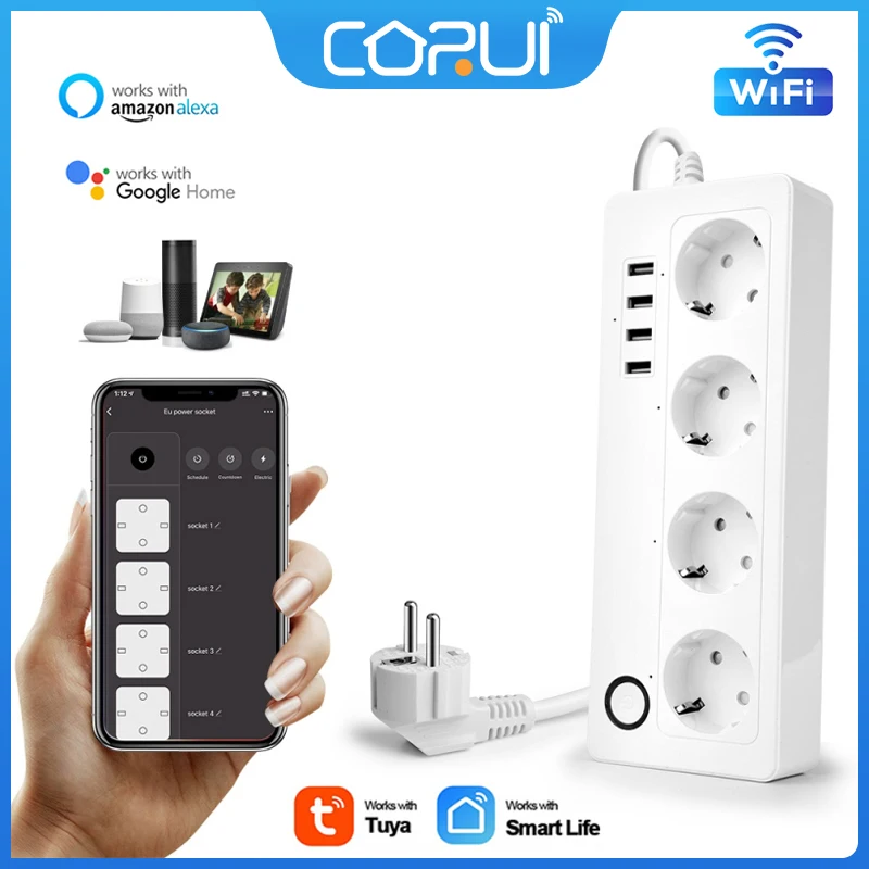 

Умная розетка CoRui Tuya с поддержкой Wi-Fi и голосовым управлением