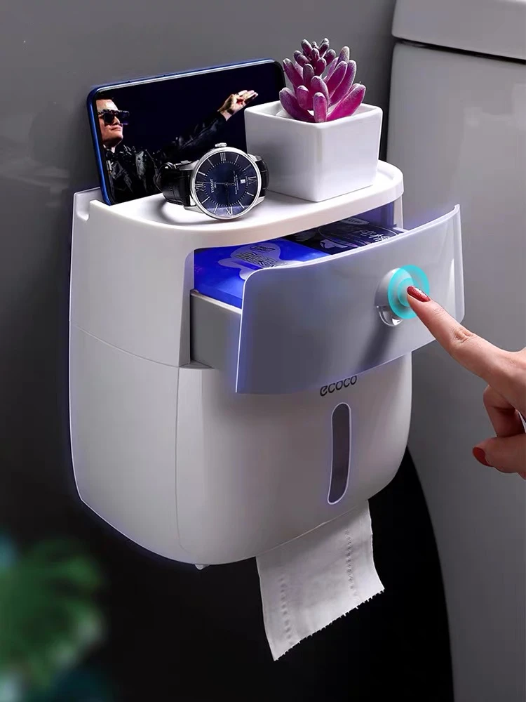 

Toilet Tissue Box Wall-mounted Waterproof Toilet Paper Bbox Free Punching Paper Toilet Roll Paper Rack