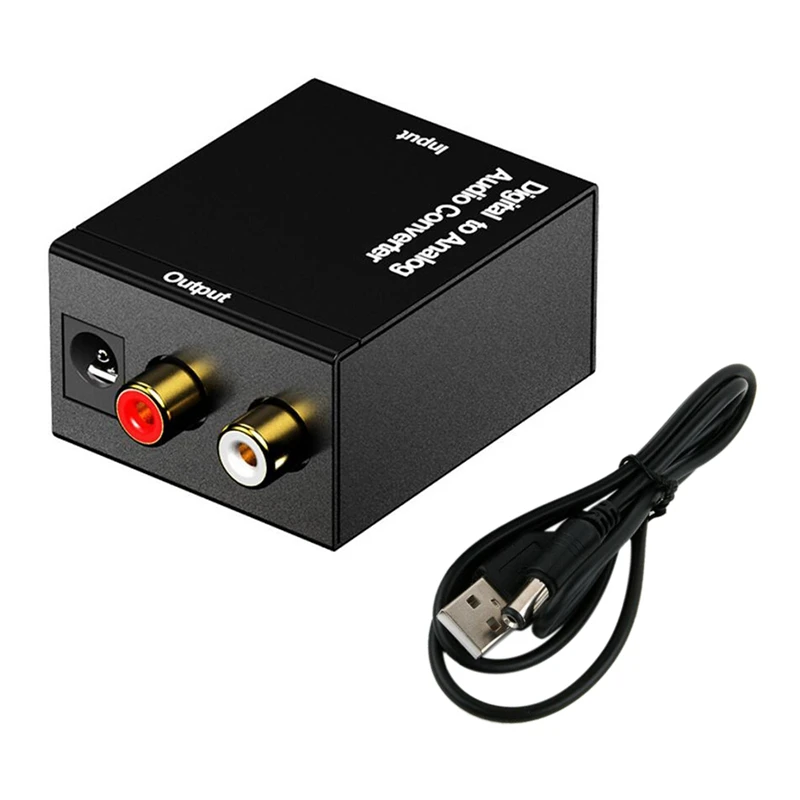 Digital To Analog Audio Converter- With USB Cable Adapter LR Decoder Toslink 3.5Mm Jack DAC Converter