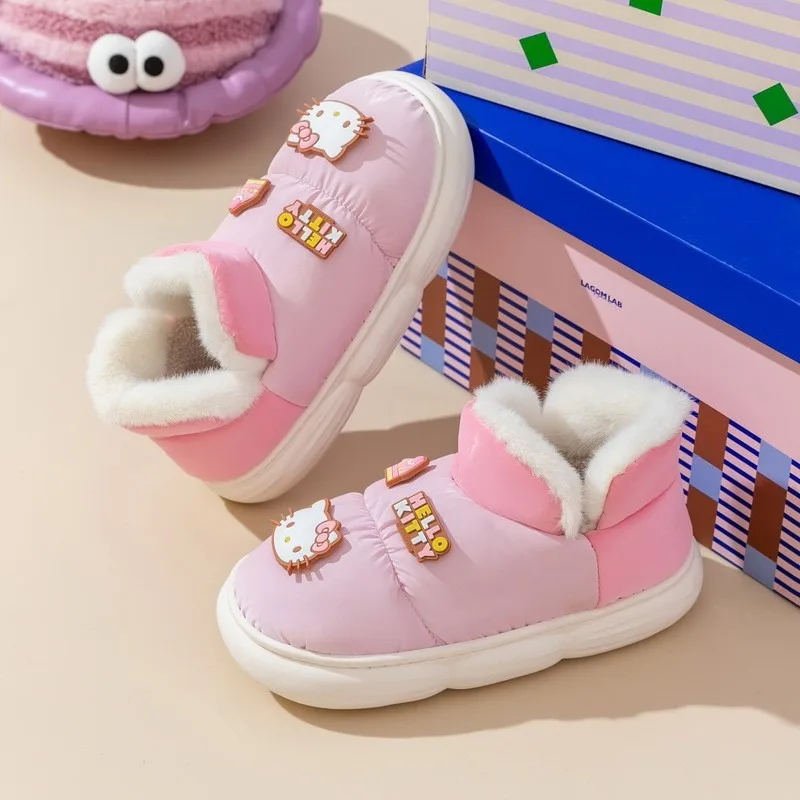 

Sanrio Kawaii Anime Hello Kitty Kuromi Winter Children Lovely Cotton Slippers Cute Cartoon Outdoor Non-Slip Snow Boots Gifts