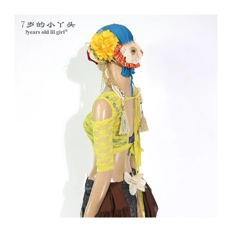 Кружевной топ для танца живота Ats Tribal Choli Drop с короткими рукавами BBB07