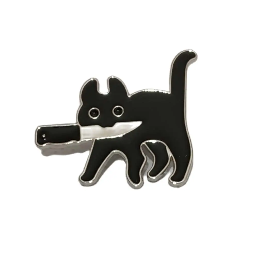 Креативная эмалированная брошь с изображением мультяшного черного кота в стиле