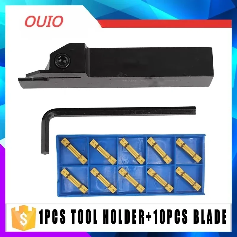 

OUIO MGEHR1010 MGEHR1212 MGEHR1616 MGEHR2020 MGEHR2525 Держатель инструмента для обработки канавок + твердосплавные канавки 10 шт. MGMN150 MGMN200 MGMN300 400