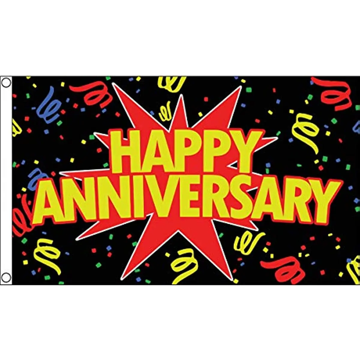 

Happy Anniversary Black Flag 3' x 5' - Happy Birthday Flags 90 x 150 cm - Banner 3x5 ft