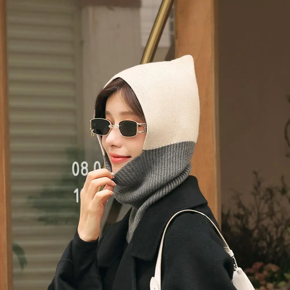 Женский шарф-балаклава стильный конусный топ женский ветрозащитный с ушками для